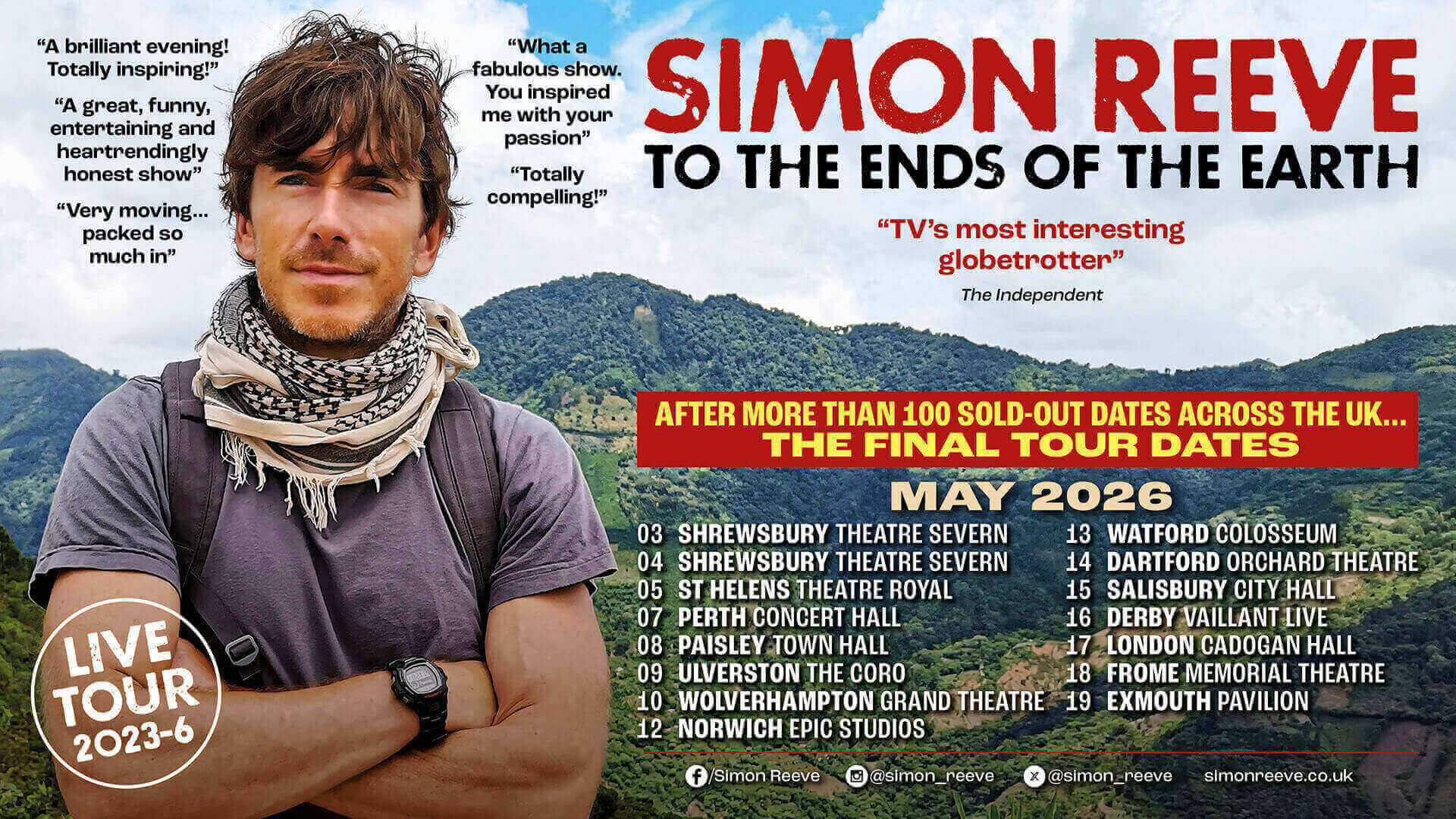 Simon Reeve 2026 Tour Dates